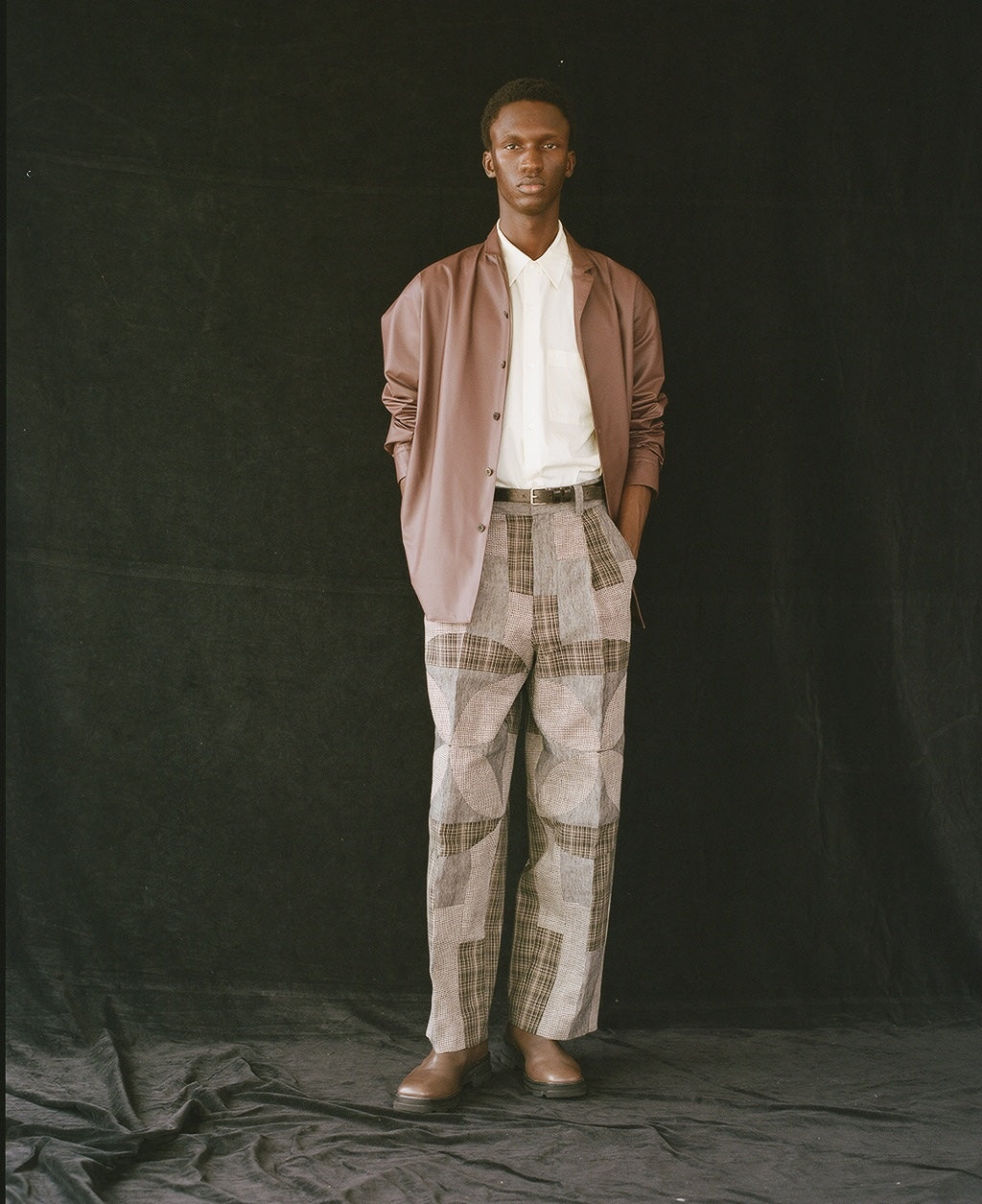 Wide tuck pants 001 gray