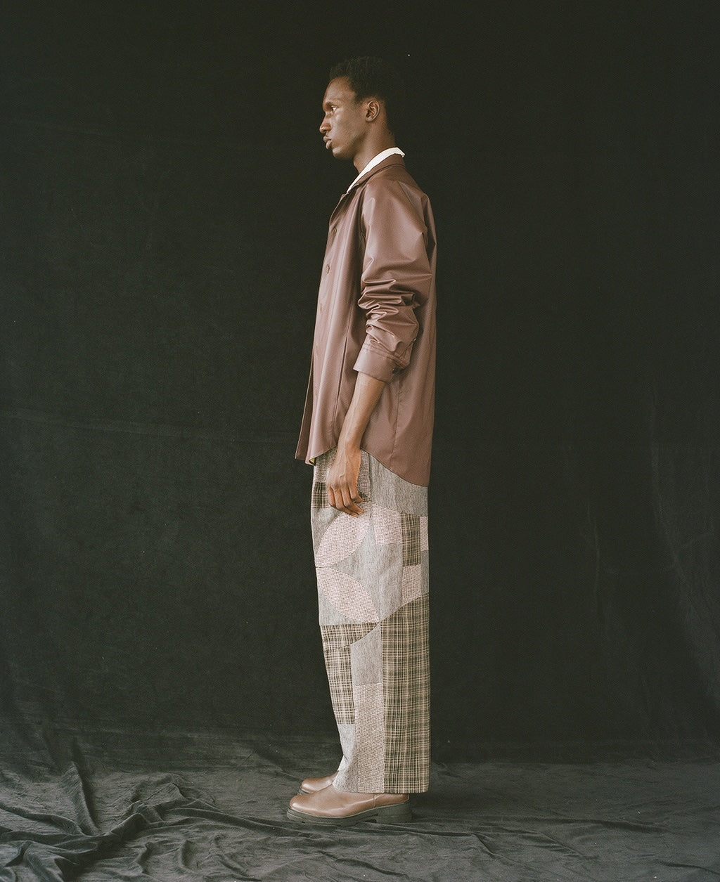 Wide tuck pants 001 gray