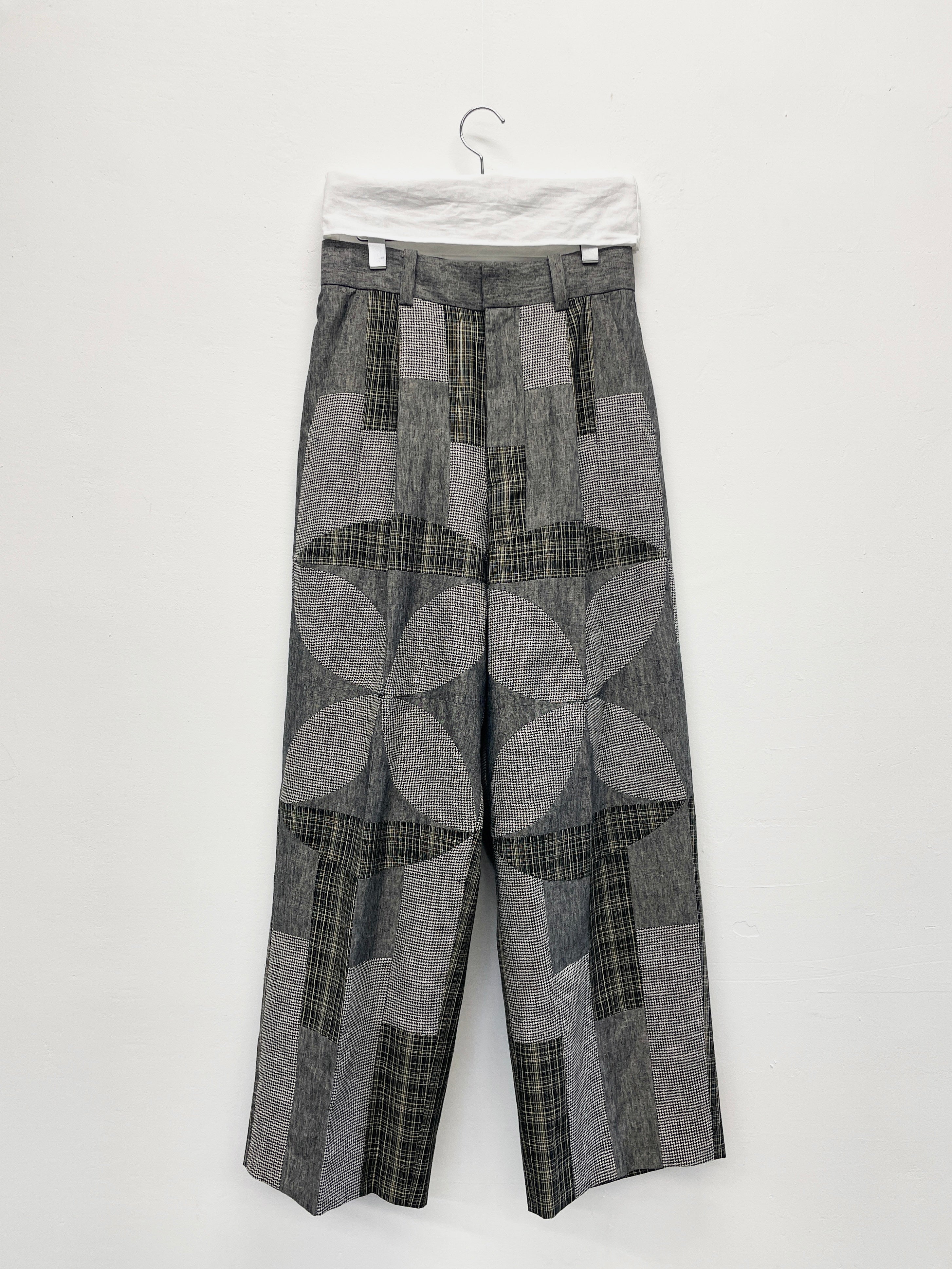 Wide tuck pants 001 gray