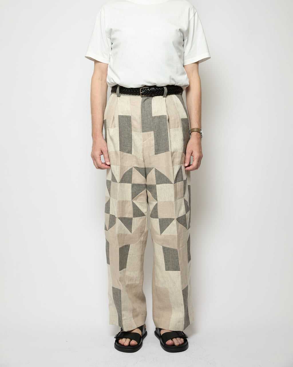 Wide tuck pants 007 Beige