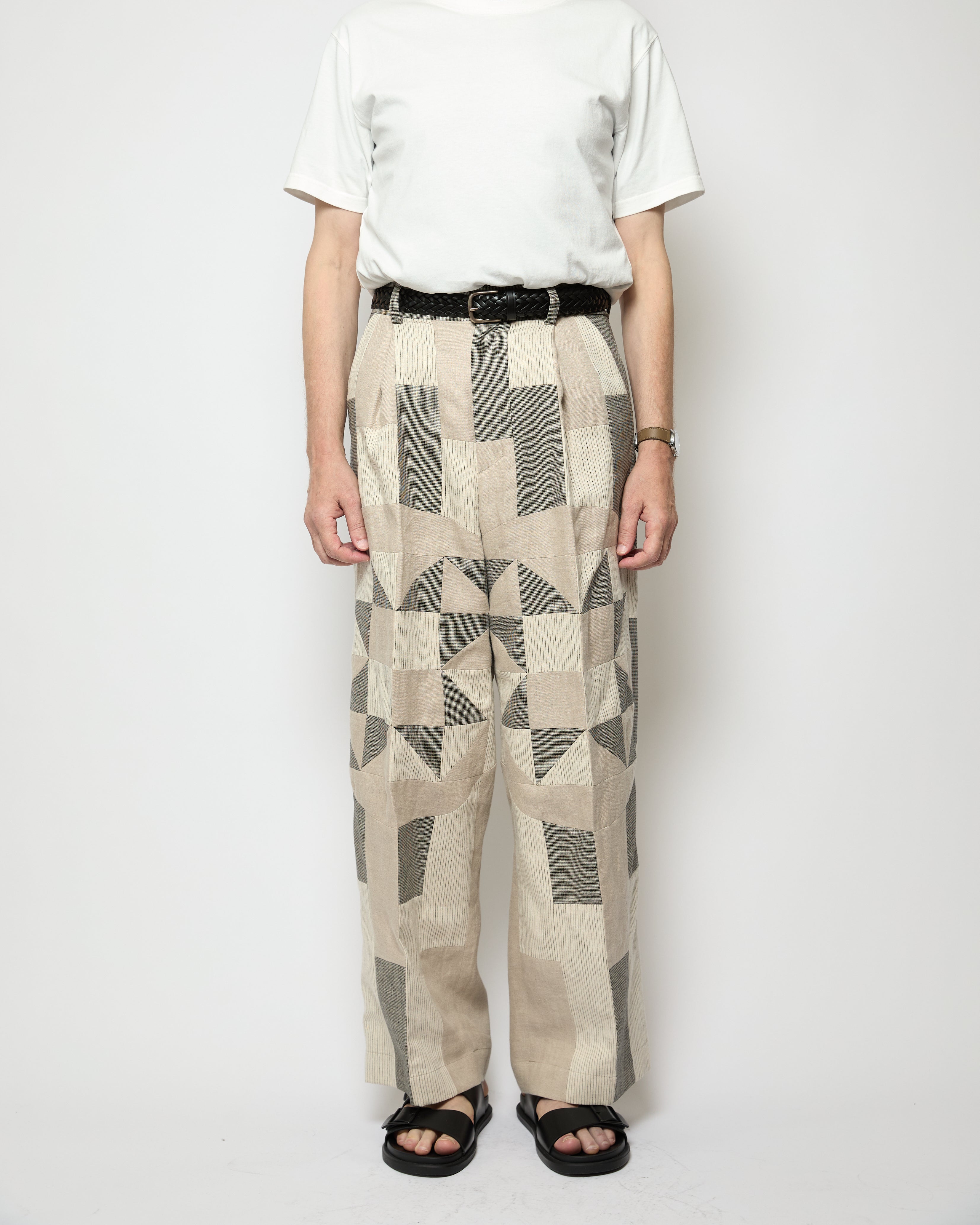 Wide tuck pants 007 Beige
