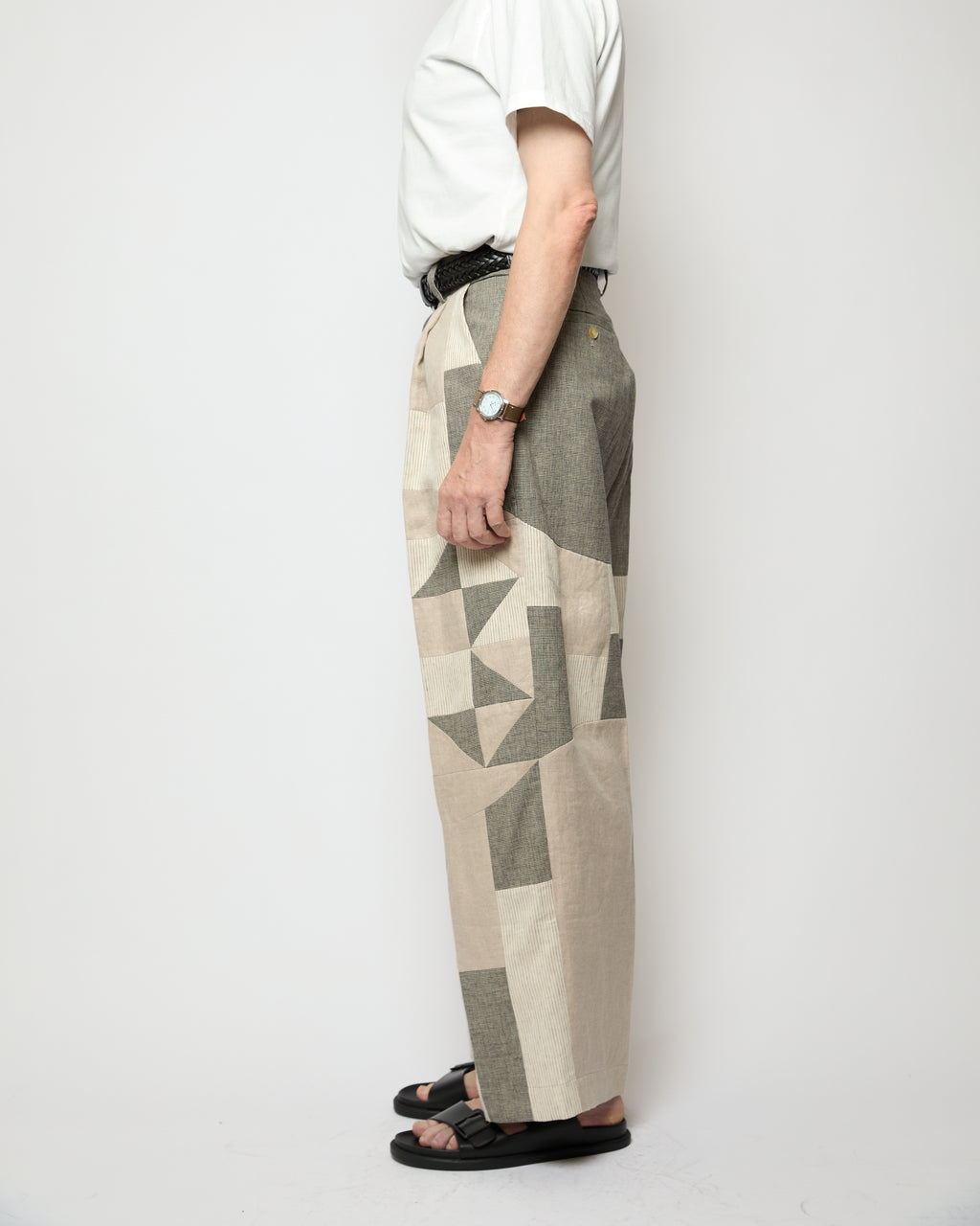 Wide tuck pants 007 Beige