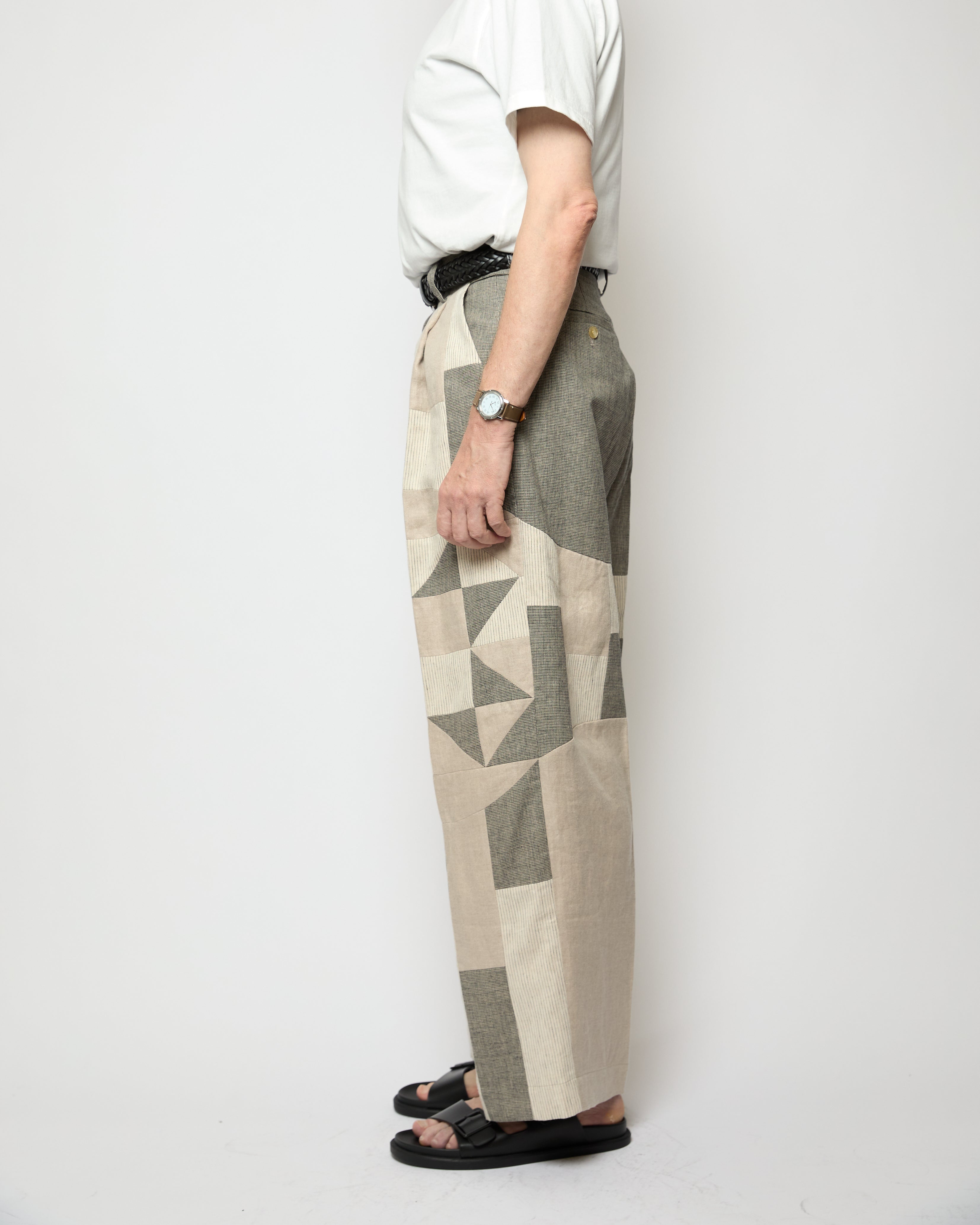 Wide tuck pants 007 Beige