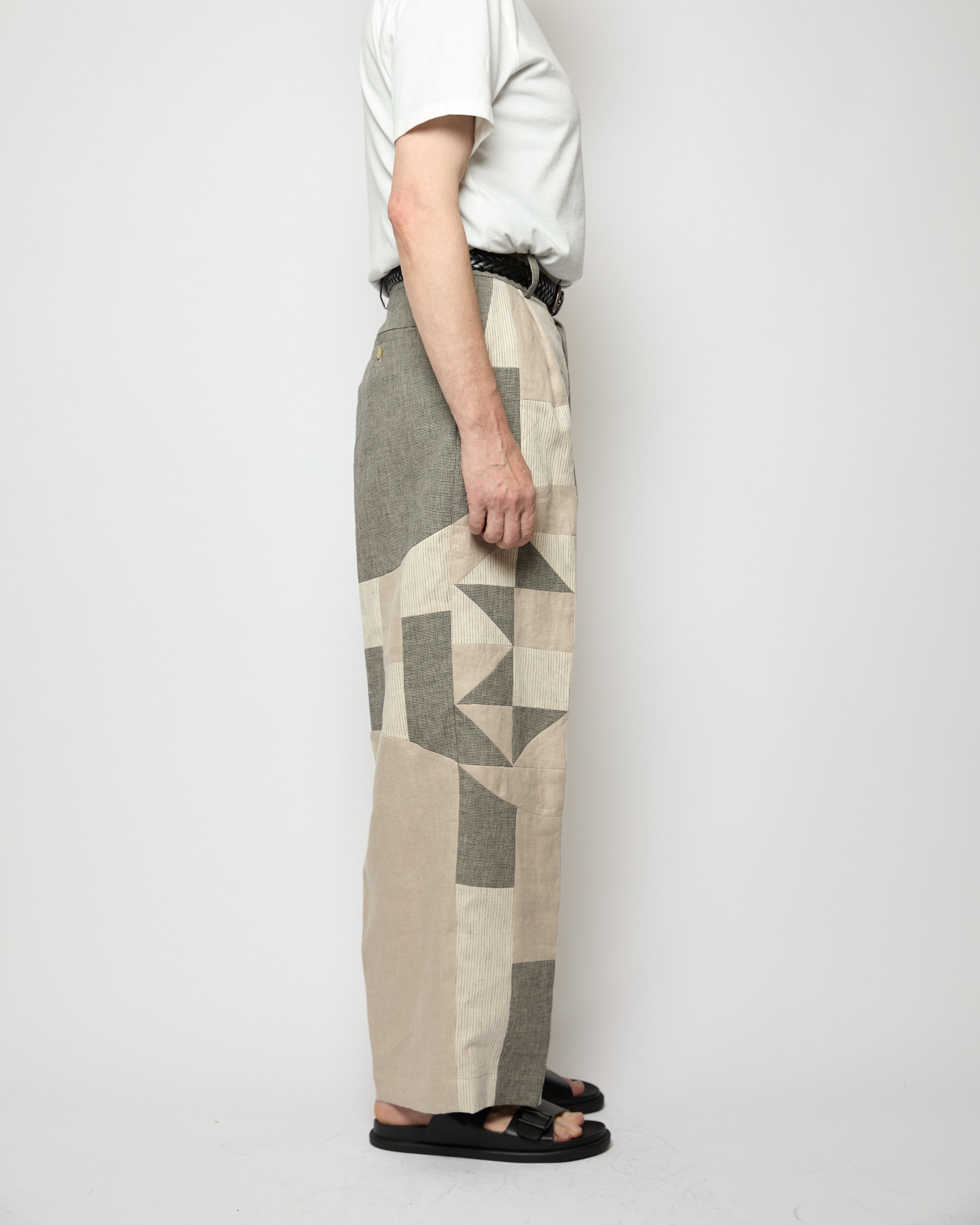 Wide tuck pants 007 Beige