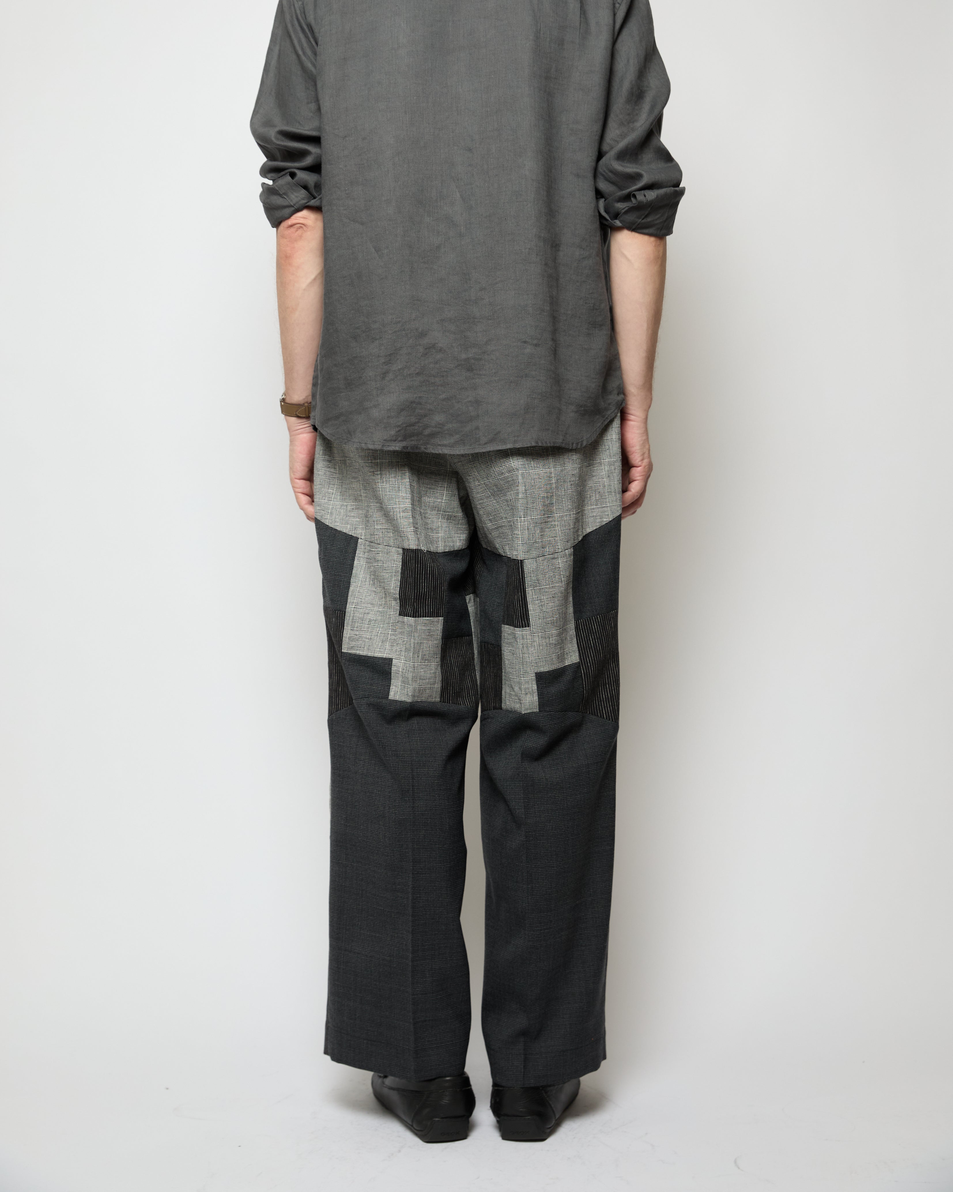 Wide tuck pants 007 Black