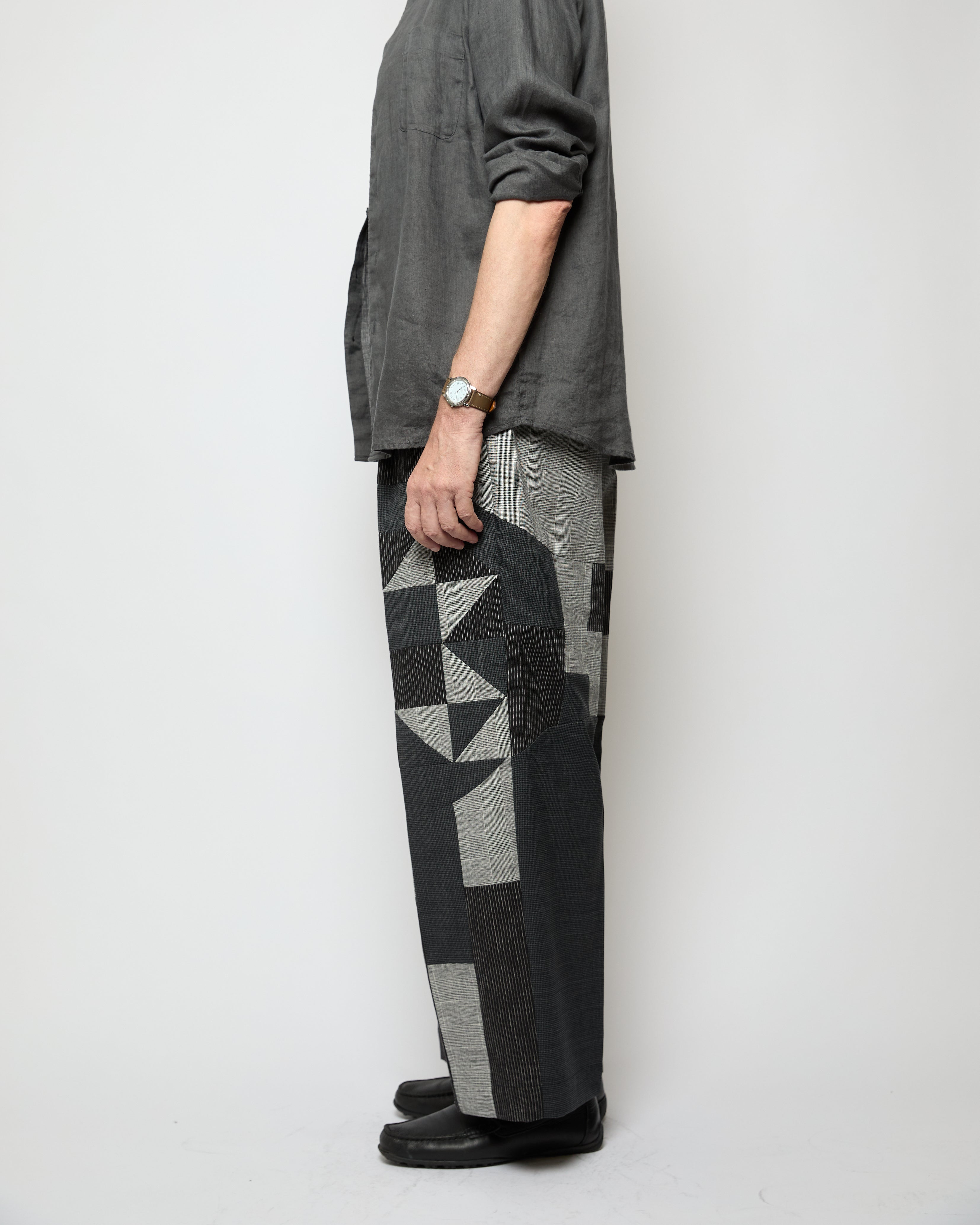 Wide tuck pants 007 Black